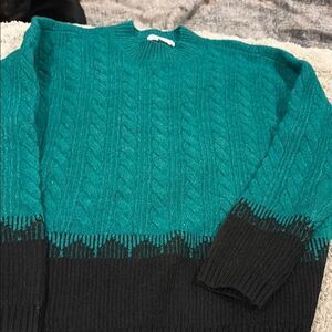 Liz Claiborne Green and Black Crewneck Sweater